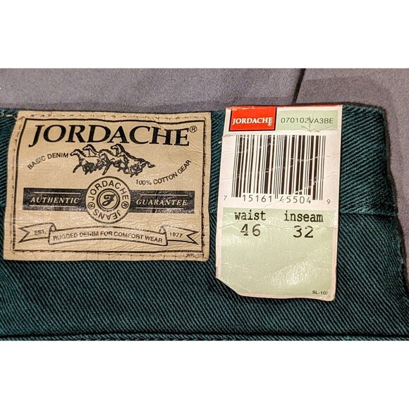 Vintage Hunter Green Jordache Relaxed Fit Denim Jeans Men's 46x32 (42x29) NWT - Picture 5 of 11